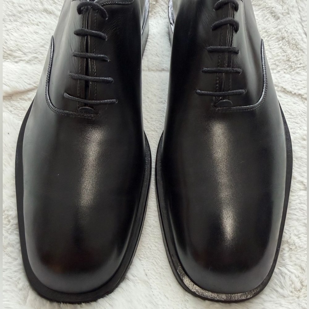$890 Salvatore Ferragamo Classic Black Plain Toe Men's Oxford Dress Shoes 9.5 - Picture 3 of 12